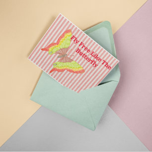 Vintage Retro Rood Geel Groen Vlinder Briefkaart