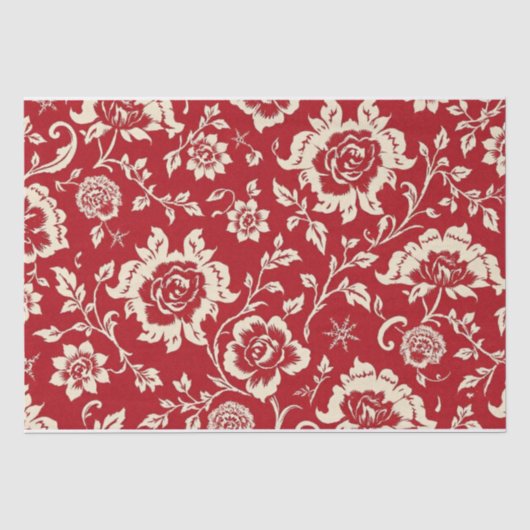 Vintage Retro Rood toile de jouy Tissuepapier (Voorkant)