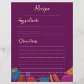 Vintage retro roze familie keuken Recipsplaat (Achterkant)