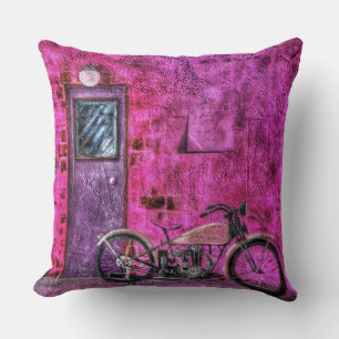 Vintage Retro Roze Motorfiets Steeg Kussen