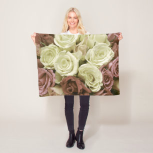 Vintage retro rozen foto bloemen bloemen bloemen fleece deken