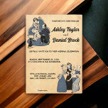 Vintage Retro Rustic Comic Book Romantic Wedding Kaart<br><div class="desc">Deze  retro-komische bruiloft is geschikt voor een moderne bruiloft. Het oude minimalistische ontwerp is voorzien van de  Retro Rustic Comic Book Romantic Wedding Invitation</div>