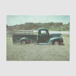 Vintage Retro Rustic Green Country Pick Up Truck Tissuepapier