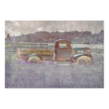 Vintage Retro Rustic Red Paars Art Boerderij Truck