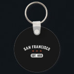 Vintage Retro San Francisco City California Vereni Sleutelhanger<br><div class="desc">De en retro-stijl San Francisco is koopwaar voor mensen die in deze stad wonen, de inwoner van Californië, een trotse burger en een inwoner van deze speciale plaats die thuishoort. Koel koopwaar met 700 man. Perfect souvenir voor toeristen op vakantie, die in de VS reizen. Geweldig geschenk voor mensen die...</div>