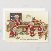 Vintage Retro Santa Babies Feestdagenkaart (Voorkant / Achterkant)