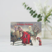 Vintage Retro Santa Claus and Christmas Angels  Feestdagenkaart (Staand voorkant)