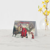 Vintage Retro Santa Claus and Christmas Angels  Kaart (Gele Bloem)