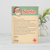 Vintage Retro Santa Letter | Christmas Kaart (Staand voorkant)
