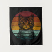 Vintage Retro Schattige Kat Wandkleed (Voorkant)