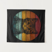 Vintage Retro Schattige Kat Wandkleed (Voorkant (horizontaal))