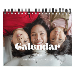 Vintage retro script 2027 familiefoto kalender