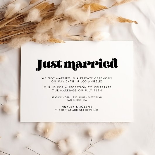 Vintage retro script Net getrouwd aankondiging