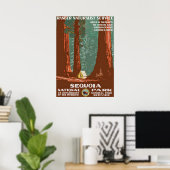 Vintage Retro Sequoia National Park Reis Poster (Thuiskantoor)