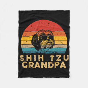 Vintage Retro Shih Tzu Opa Hond Liefhebber Poot Va Fleece Deken