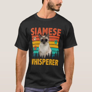 Vintage Retro Siamees Fluisteraar Grappige Kat Zon T-shirt