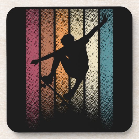 Vintage Retro Skateboarden Bier Onderzetter (Voorkant)