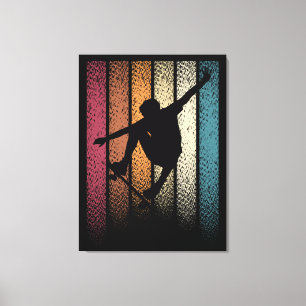 Vintage Retro Skateboarden Canvas Afdruk