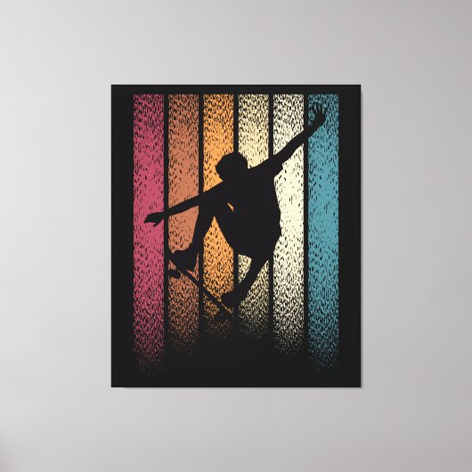 Vintage Retro Skateboarden Canvas Afdruk (Voorkant)