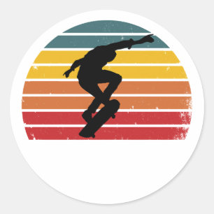 Vintage Retro Skateboarden Ronde Sticker