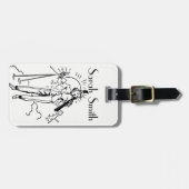 Vintage/Retro Ski Lady Gepersonaliseerd Bagagelabe Bagagelabel (Voorkant horizontaal)