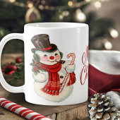 Vintage Retro Snowman Merry Kerstmis Koffiemok
