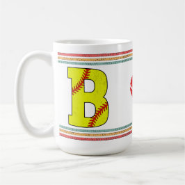 Vintage Retro Softbal Letter B Kunstwerk Koffiemok