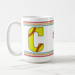 Vintage Retro Softbal Letter C Typografie Koffiemok