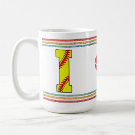 Vintage Retro Softbal Letter I Varsity Koffiemok