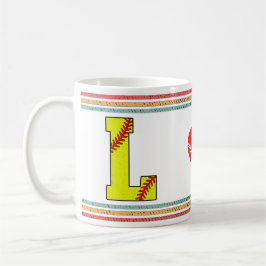 Vintage Retro Softbal Letter L Typografie Koffiemok