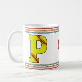 Vintage Retro Softbal Letter P Atletiek Koffiemok