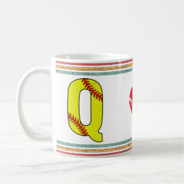 Vintage Retro Softbal Letter Q Sport Koffiemok