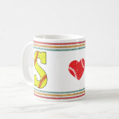 Vintage Retro Softbal Letter S Ontwerp Koffiemok (Voorkant links)