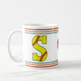 Vintage Retro Softbal Letter S Ontwerp Koffiemok