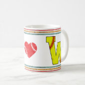 Vintage Retro Softbal Letter W Vervuild Koffiemok (Voorkant rechts)