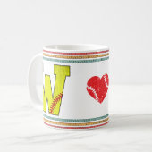 Vintage Retro Softbal Letter W Vervuild Koffiemok (Voorkant links)