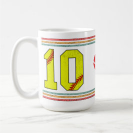 Vintage Retro Softbal Nummer 10 Ontwerp Koffiemok