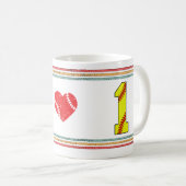 Vintage Retro Softbal Nummer 1 Ontwerp Koffiemok (Voorkant rechts)