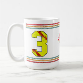 Vintage Retro Softbal Nummer 3 Typografie Koffiemok