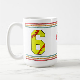Vintage Retro Softbal Nummer 6 Oude School Koffiemok