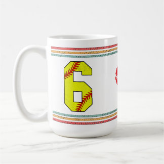 Vintage Retro Softbal Nummer 6 Oude School Koffiemok