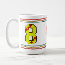 Vintage Retro Softbal Nummer 8 Sporten Koffiemok
