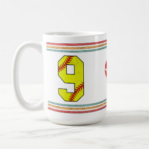 Vintage Retro Softbal Nummer 9 Varsity Koffiemok