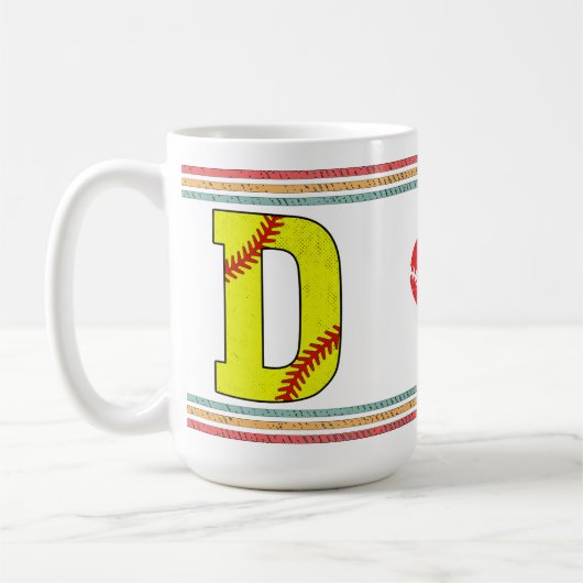 Vintage Retro Softball Letter D Classic Koffiemok (Links)