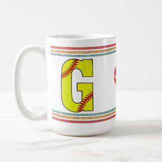 Vintage Retro Softball Letter G Athletic Koffiemok