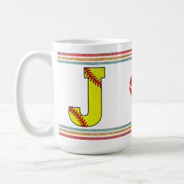Vintage Retro Softball Letter J Design Koffiemok