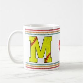 Vintage Retro Softball Letter M Classic Koffiemok