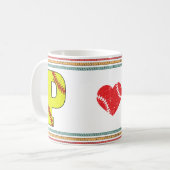Vintage Retro Softball Letter P Athletic Koffiemok (Voorkant links)
