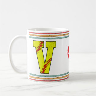 Vintage Retro Softball Letter V Classic Koffiemok