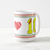 Vintage Retro Softball Number 10 Design Koffiemok (Voorkant rechts)